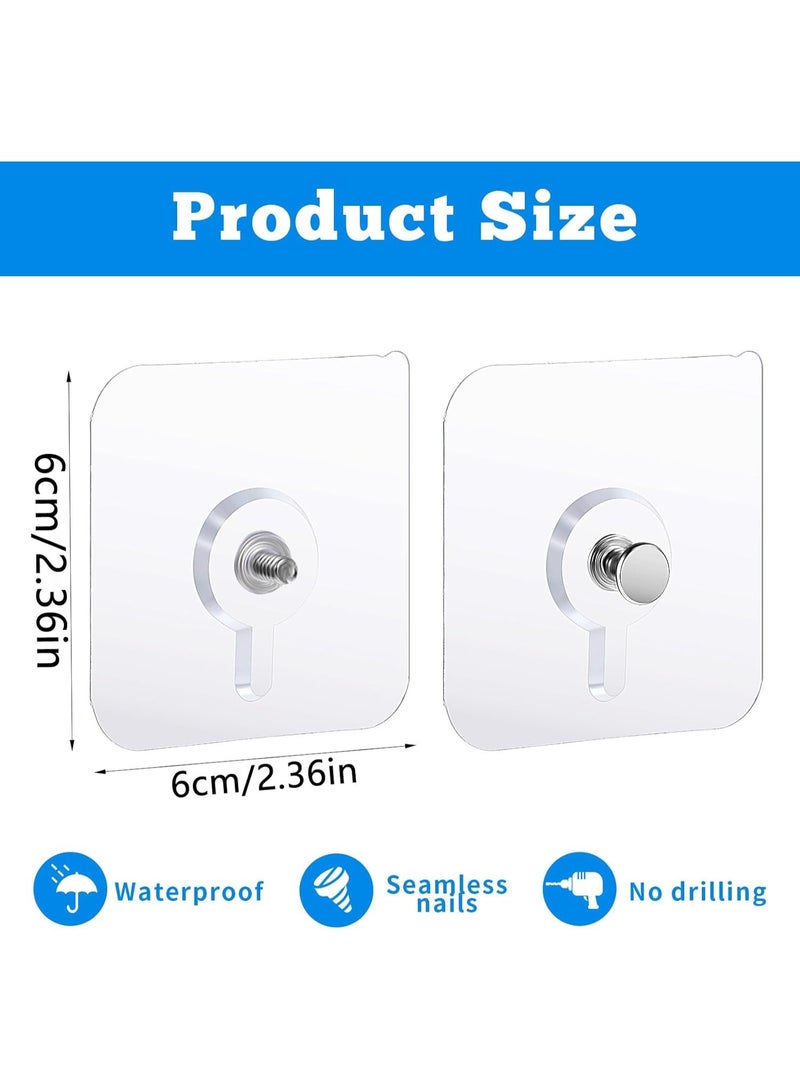 CLENEA 20 Pcs Self Adhesive Wall Hooks No Drill Hooks For Hanging, No-Trace Sticker Frame Hangers Without Nails For Mount Wall Shelf, Heavy Duty Adhesive Wall Hooks For Kitchen,Bathroom,Home,Office - Image 4
